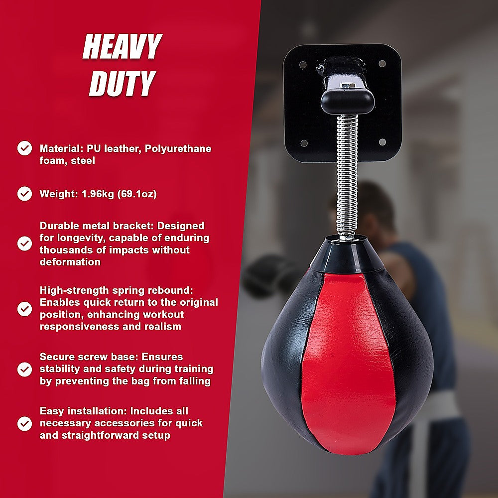 Wall hanging boxing punching bag speed training stress relief kit with wall mount bracket, designed for fitness and boxing workouts.