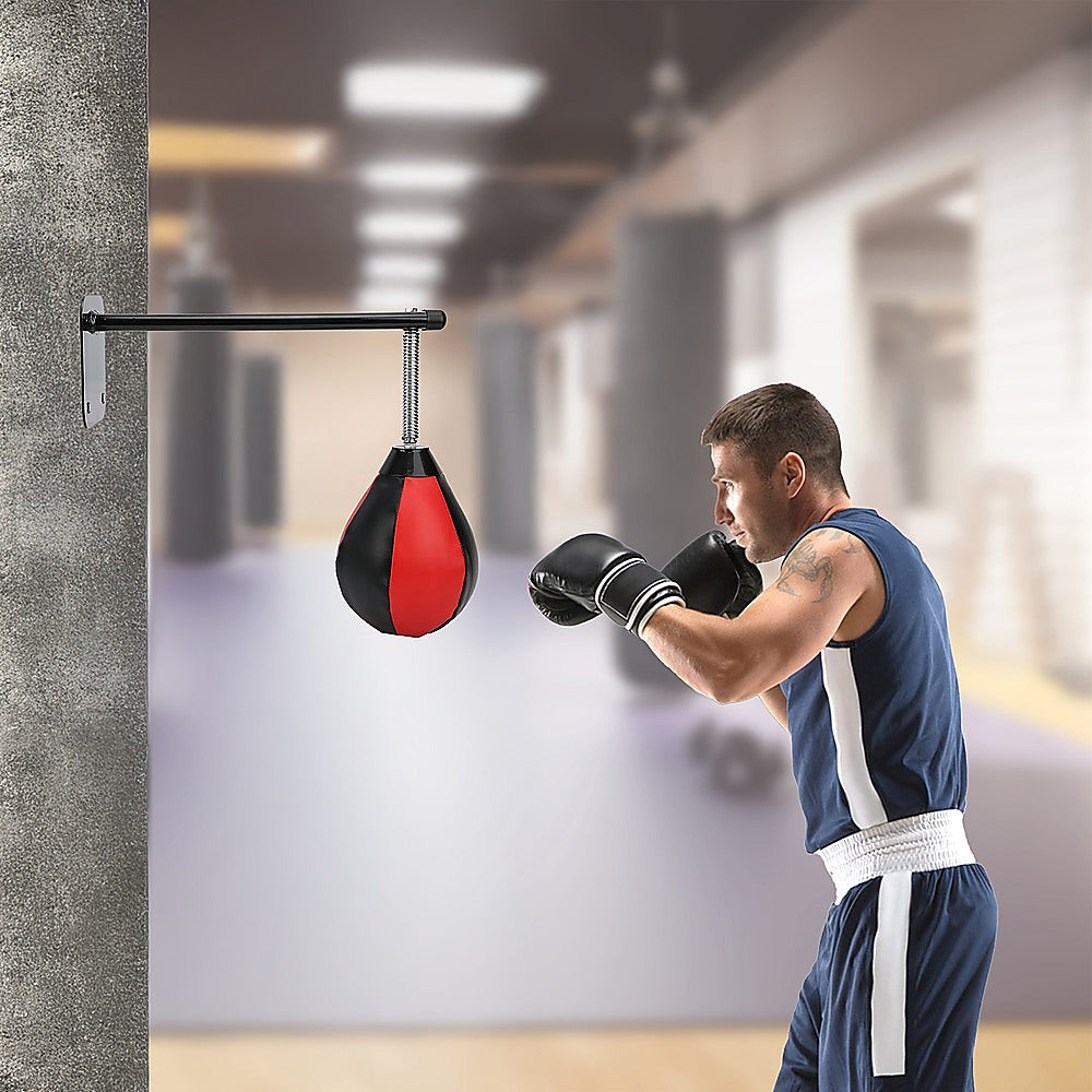 Wall hanging boxing punching bag speed training stress relief kit with wall mount bracket, suitable for boxing and martial arts fitness.