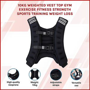 Online Fitness Depot 10kg weighted vest for gym exercise and fitness training, designed for strength and weight loss workouts.
