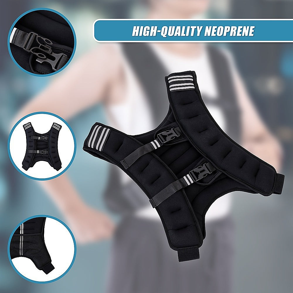 Online Fitness Depot 10kg weighted vest for gym exercise and strength training, designed to enhance fitness and weight loss.
