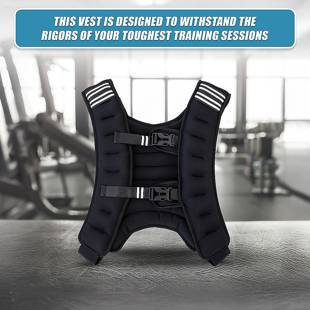 Online Fitness Depot 10kg weighted vest for gym exercise, fitness training, strength building, and weight loss workouts.