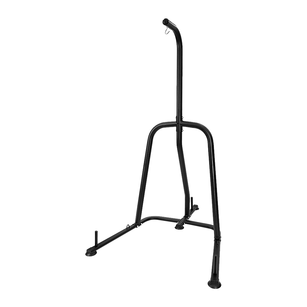 Single-station boxing punching bag stand by Online Fitness Depot for gym and martial arts training, sturdy metal frame with heavy bag attached.