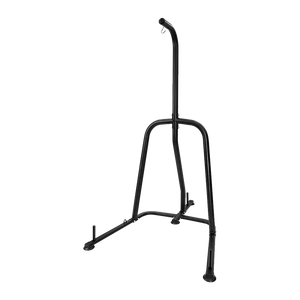 Single-station boxing punching bag stand by Online Fitness Depot for gym and martial arts training, sturdy metal frame with heavy bag attached.