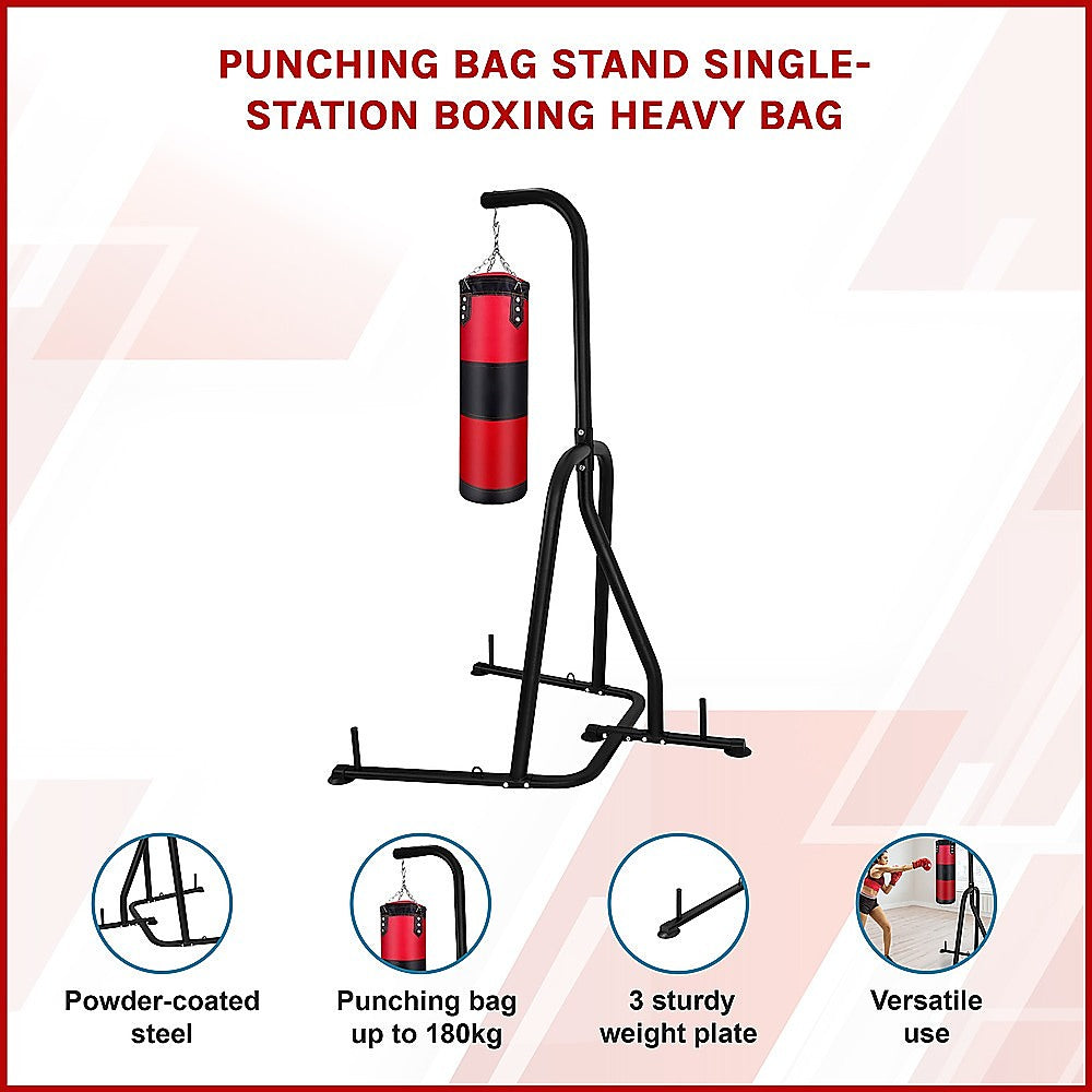 Single-station boxing punching bag stand by Online Fitness Depot, sturdy metal frame for home gym boxing workouts.