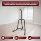 Black single-station boxing punching bag stand from Online Fitness Depot with heavy bag for boxing and martial arts training.