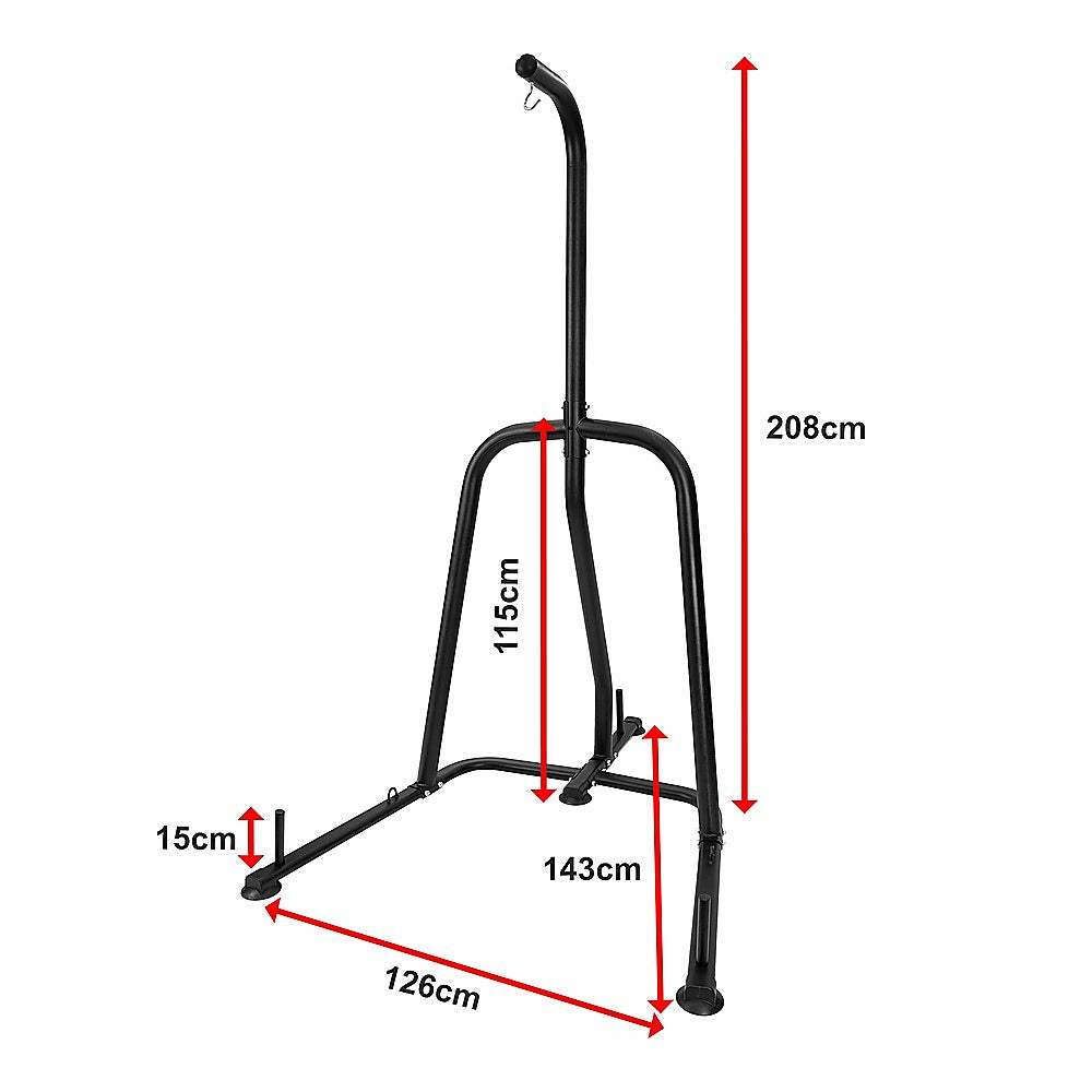 Single-station boxing punching bag stand by Online Fitness Depot, sturdy metal frame for boxing and martial arts training.