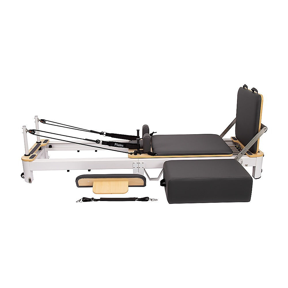 Folding Pilates Reformer machine from Online Fitness Depot, designed for full-body yoga and fitness workouts at home.