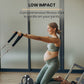 Folding Pilates reformer machine for full-body fitness training, with padded carriage, resistance springs, and adjustable straps.