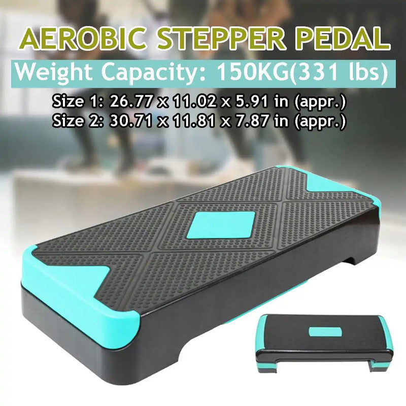 NNEOBA 150kg adjustable non-slip aerobic step platform for cardio workouts, from Online Fitness Depot, in a gym setting.