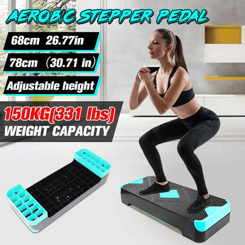Black adjustable NNEOBA 150kg aerobic fitness step with non-slip surface for cardio workouts, designed for gym and training exercises.