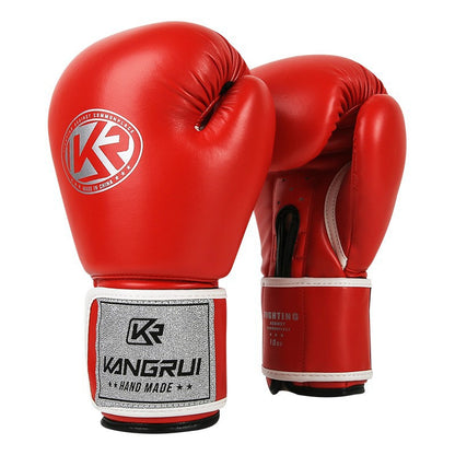 Red and silver durable 8oz PU leather boxing gloves with padding and ventilation for training from Online Fitness Depot.