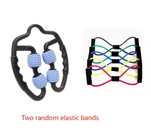 Blue Set of 2 Foam Roller Ring Leg Massagers with 2 Resistance Bands - Muscle Relief Kit