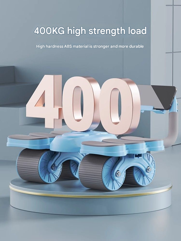 Blue Six-Elbow Four-Wheel Automatic Rebound Abdominal Wheel for core strength and abdominal toning in home fitness.