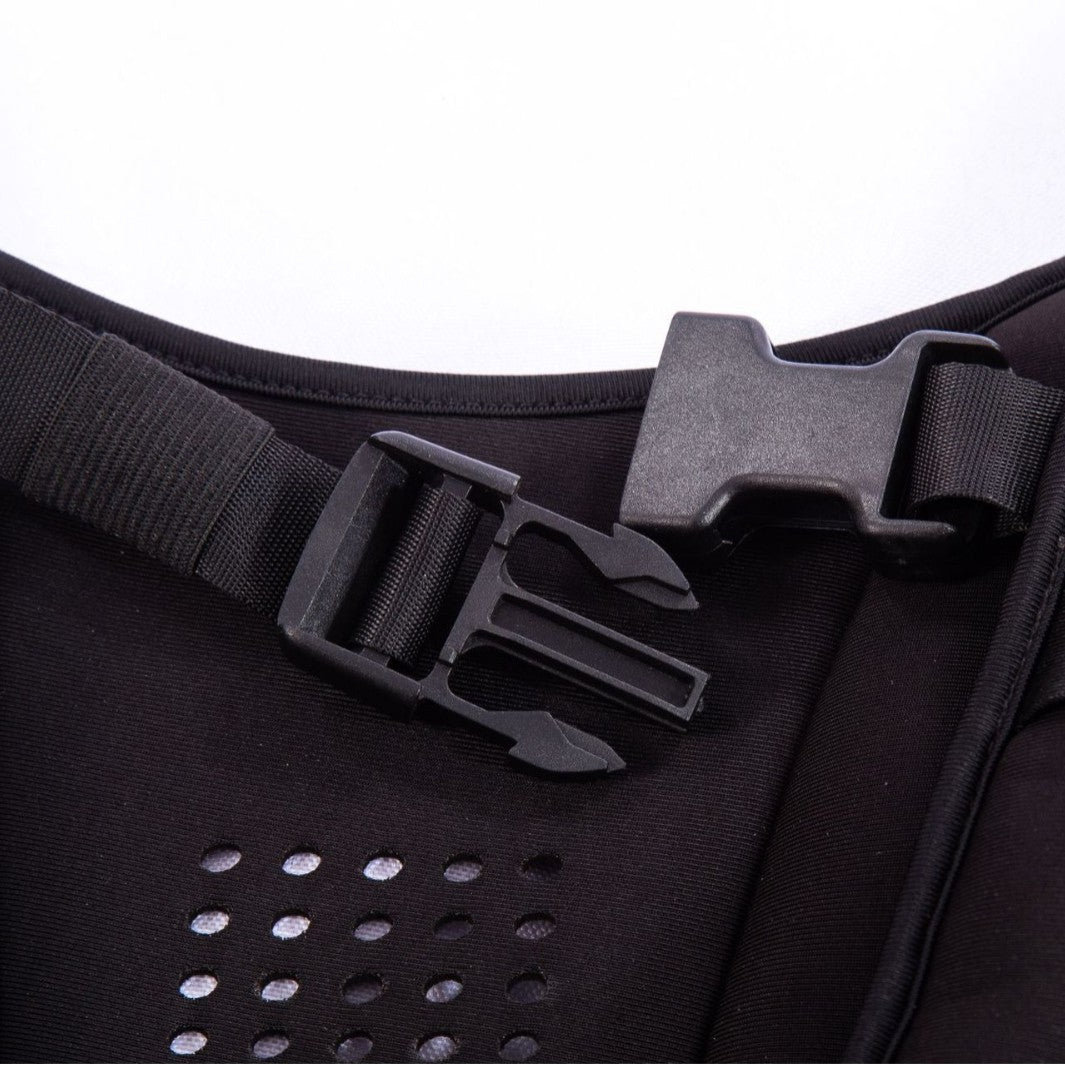 Black adjustable weighted vest for strength training, running, and cardio fitness by Online Fitness Depot, 8kg capacity.