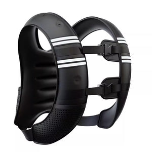 Black adjustable weighted vest for gym and running, featuring reflective panels, 8kg capacity, from Online Fitness Depot.