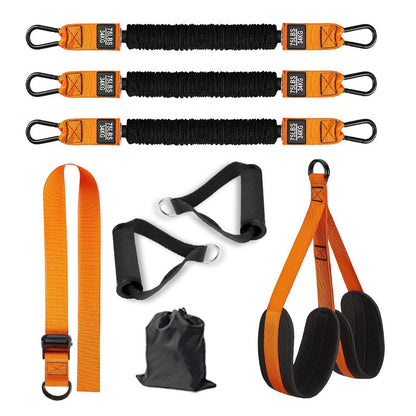 Orange heavy-duty pull-up assist strap system with foam handles for resistance training, ideal for gym and home workout exercises.