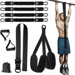 Black heavy-duty pull-up assist strap with foam handles from Online Fitness Depot, adjustable resistance for home gym workouts.