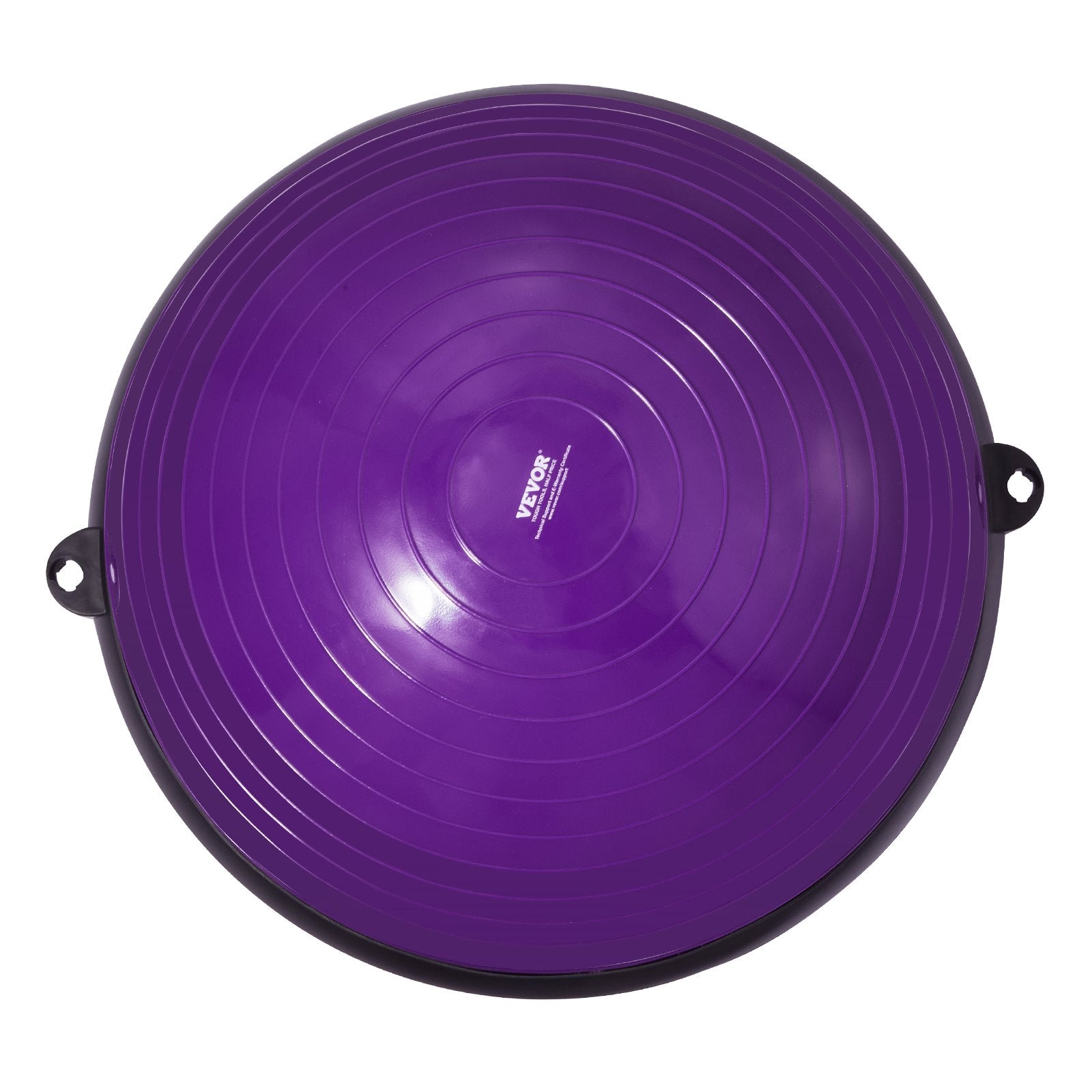 Purple 23-inch stability ball trainer with resistance bands, foot pump, suitable for home gym, full body workouts, from Online Fitness Depot.
