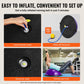 Purple 23-inch exercise ball with resistance bands and foot pump for full body fitness and stability training at home.