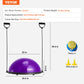 Purple 23-inch balance ball trainer with resistance bands, foot pump, suitable for full body workouts and stability exercises.