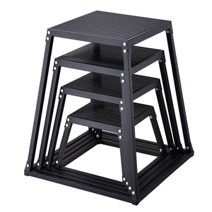Plyometric Jump Boxes, 12/18/24/30 Inch Plyo Box, Platform and Jumping Agility Box, Anti-Slip Fitness Exercise Step Up Box Set for Home Gym Training, Conditioning Strength Training, Black
