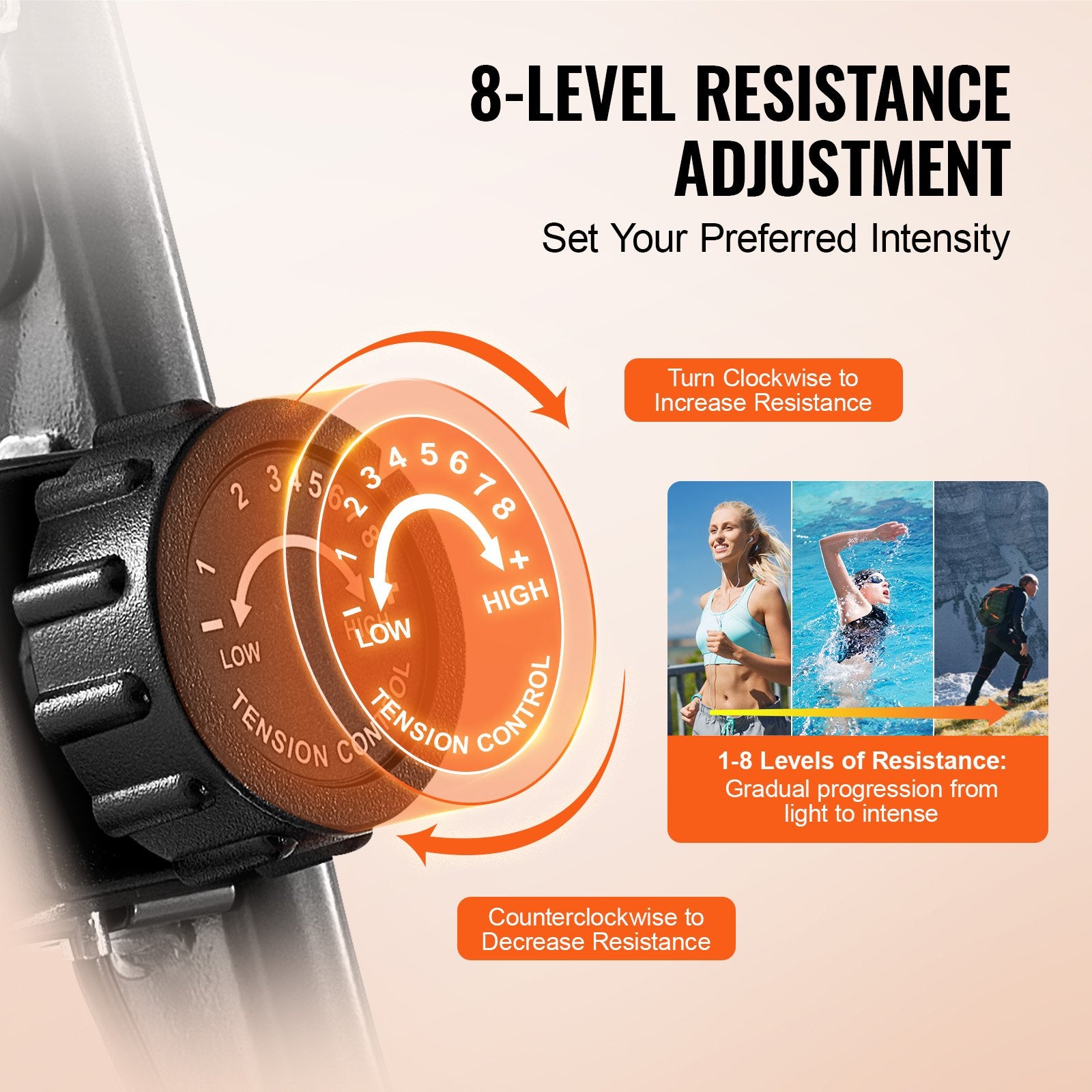 Foldable VEVOR exercise bike with adjustable magnetic resistance, comfortable seat, LCD monitor, ideal for indoor home gym workouts.