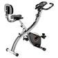 Foldable VEVOR exercise bike with adjustable magnetic resistance, LCD monitor, comfortable seat, designed for indoor home gym workouts.