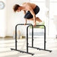 Set of 2 adjustable fitness dip bars with safety grips, portable parallettes for strength training and calisthenics at home.
