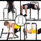 Set of 2 portable adjustable dip bars for fitness, featuring sturdy construction and safety grips for home gym strength training.
