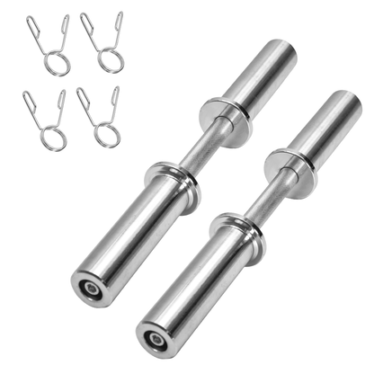 Pair of Olympic Barbell Handles from Online Fitness Depot, heavy-duty steel with spring collars for 2-inch Olympic weight plates.