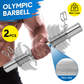 Pair of steel Olympic barbell handles from Online Fitness Depot with 50cm length, spring collars, 100kg weight capacity for strength training