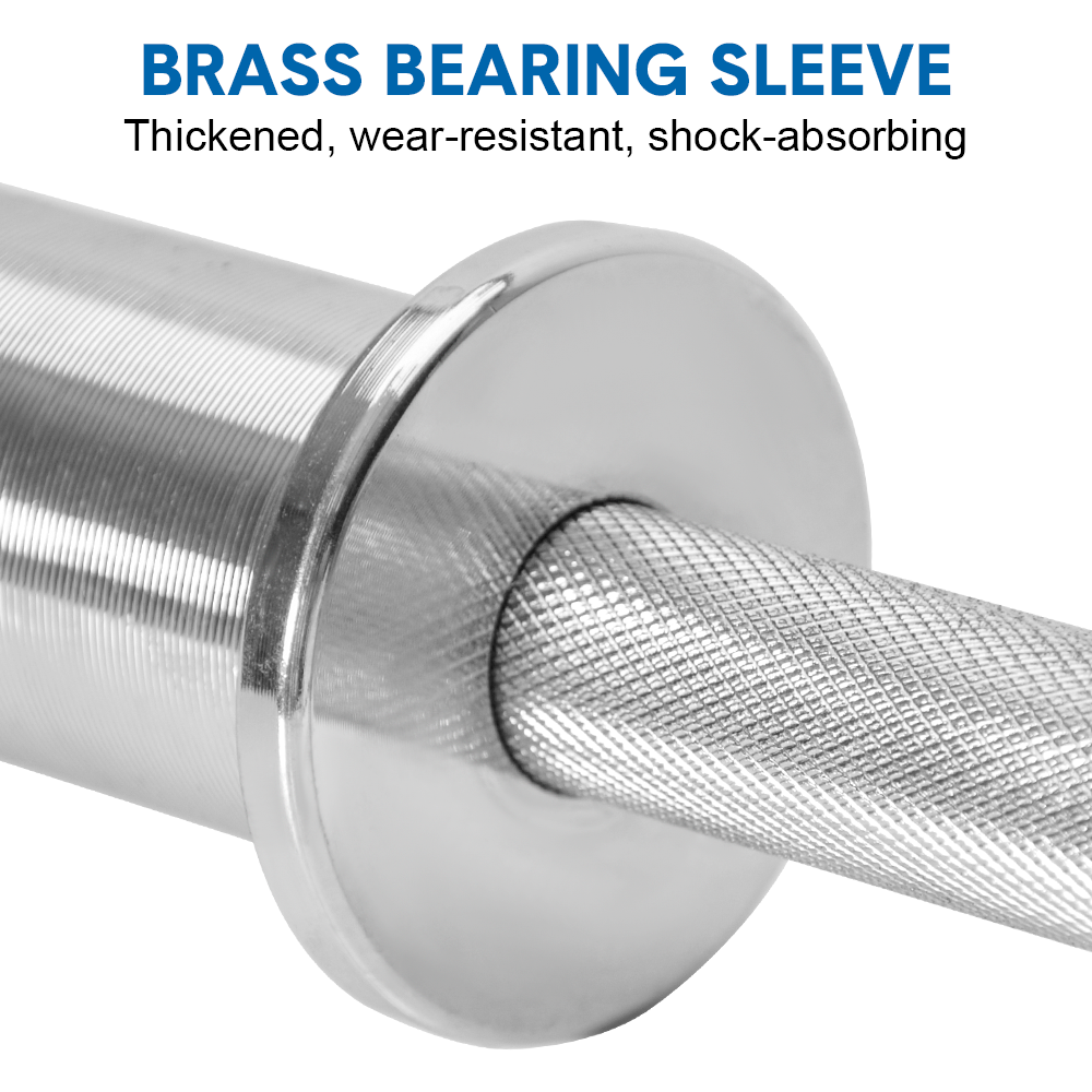 Pair of Olympic Barbell Handles by Online Fitness Depot with 50cm length, steel construction, spring collars, 100kg weight capacity.