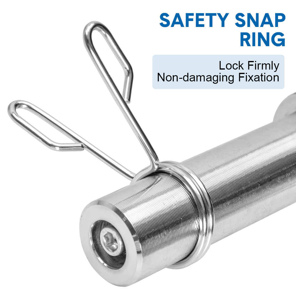 Pair of steel Olympic barbell handles with spring collars, 50cm heavy-duty dumbbell bars for 2-inch Olympic weight plates.