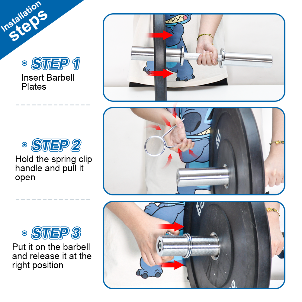 Pair of 50cm Olympic barbell handles by Online Fitness Depot with steel construction, spring collars, suitable for 2-inch weight plates.