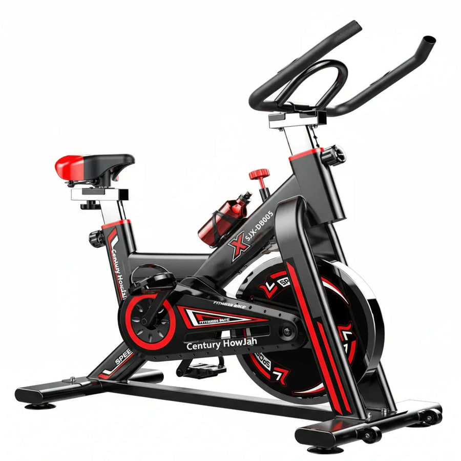 Online Fitness Depot exercise bicycle, compact indoor fitness bike with adjustable seat and handlebars for home workouts.