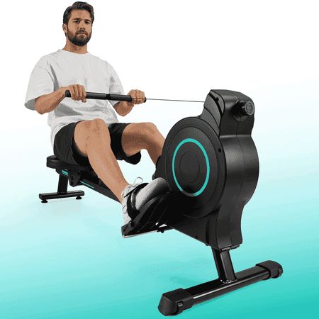 Online Fitness Depot Balance Flow rowing machine with adjustable resistance and digital display for full-body workout.